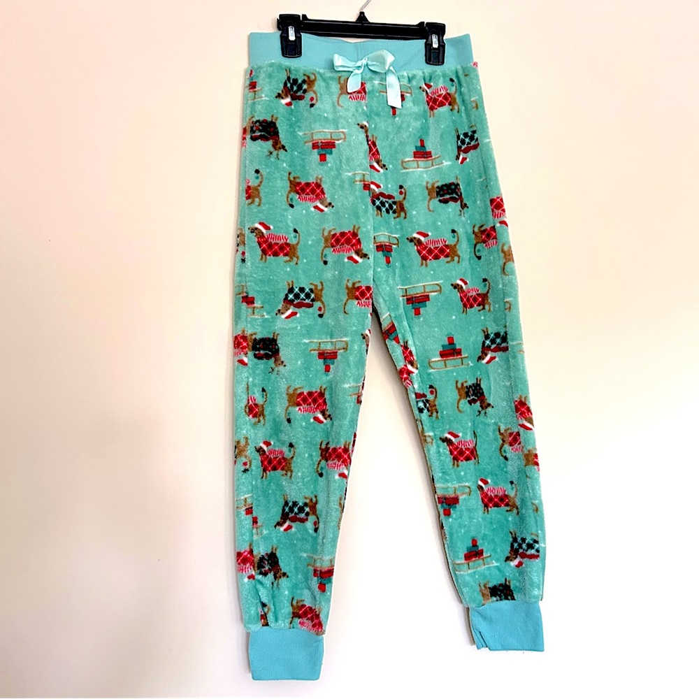 Charming Women’s Teal Print Pajama Pants Christmas Design